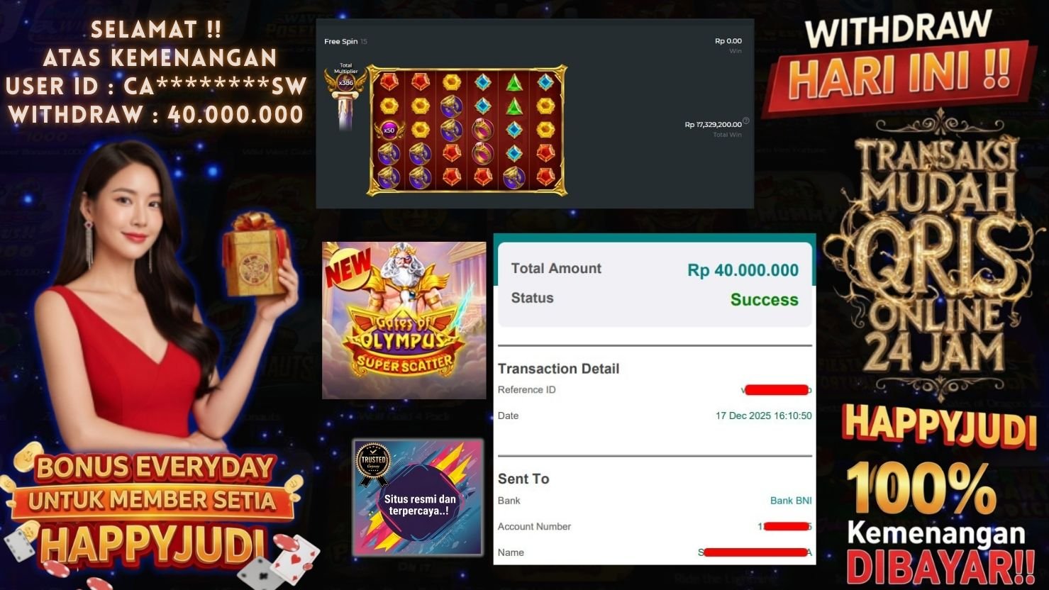 HAPPYJUDI JACKPOT SLOT GATES OF OLYMPUS SUPER SCATTER